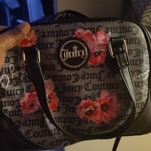 Juicy Couture Black and Pink Floral Satchel